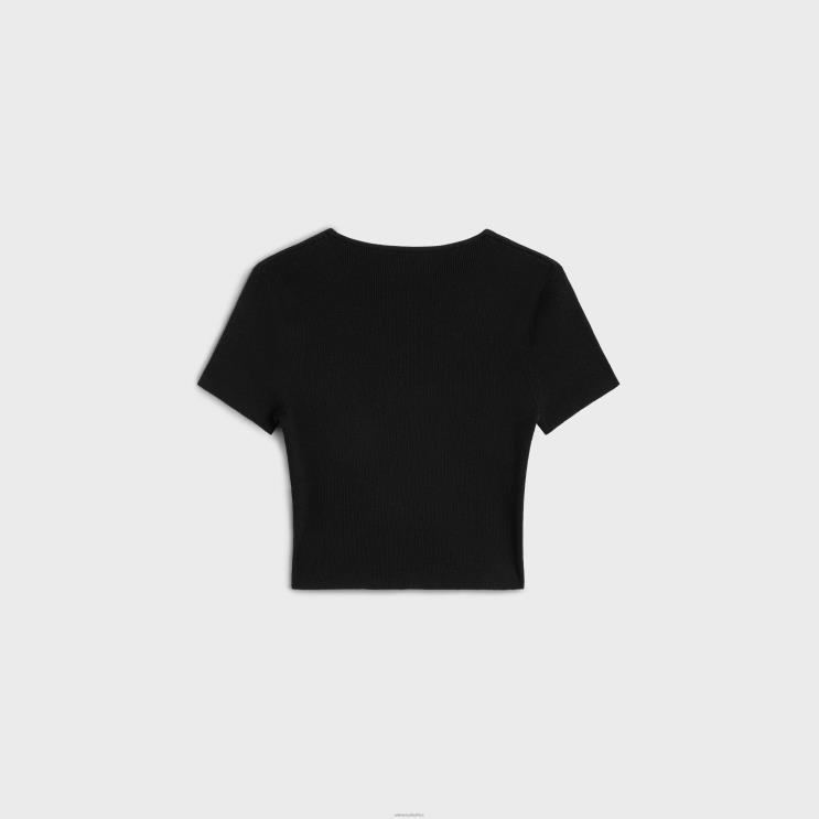 CELINE Black Heart Crop Top in Underpinning Silk & Cotton R0ZNN580