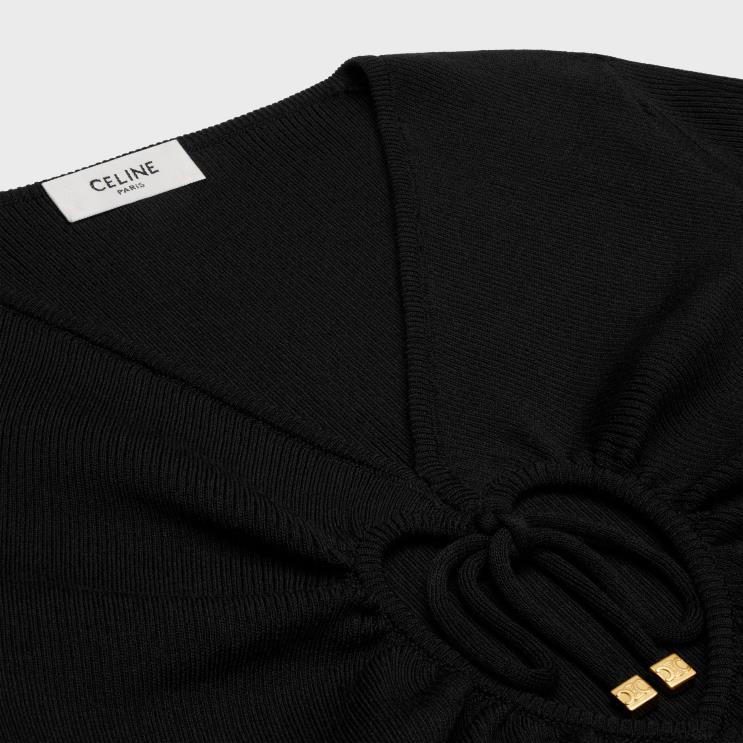 CELINE Black Heart Crop Top in Underpinning Silk & Cotton R0ZNN580