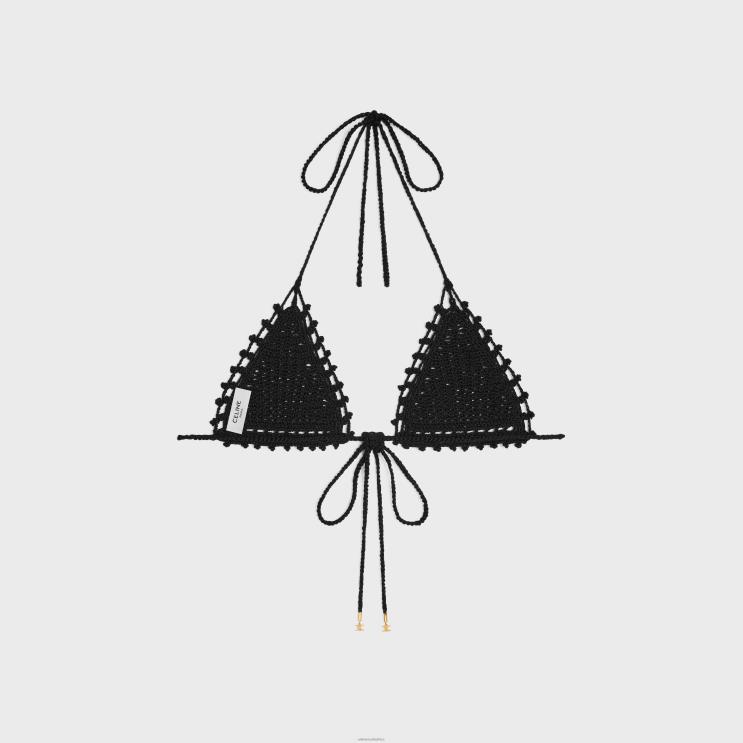 CELINE Black Triangle Top in Crocheted Cotton R0ZNN849