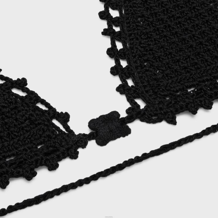 CELINE Black Triangle Top in Crocheted Cotton R0ZNN849