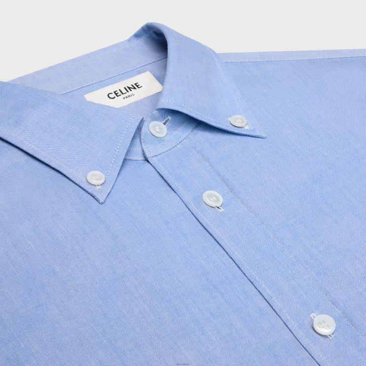 CELINE Bleu Azur/Craie Tomboy Shirt in Cotton Chambray R0ZNN576