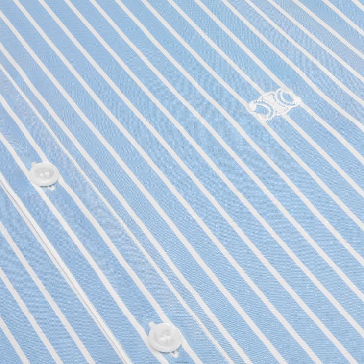 CELINE Bleu/Craie Romy Shirt in Striped Silk R0ZNN838
