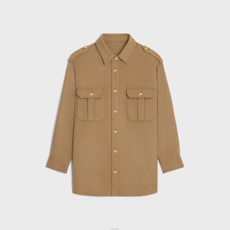 CELINE Chamois Military Overshirt in Flannel R0ZNN634