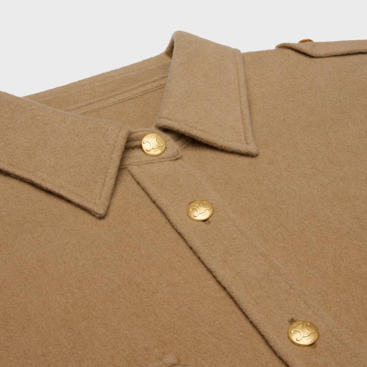 CELINE Chamois Military Overshirt in Flannel R0ZNN634