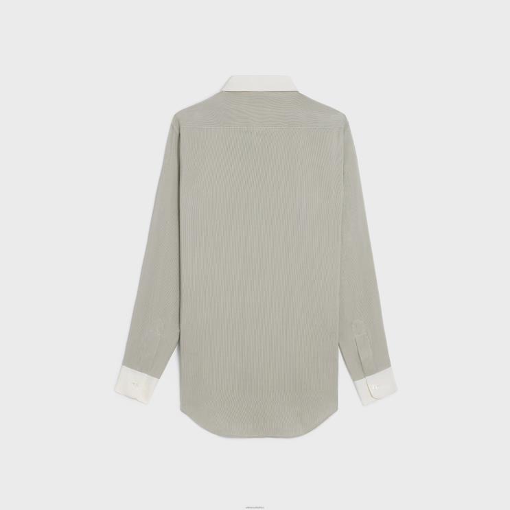 CELINE Craie/Noir Romy Shirt in Striped Silk R0ZNN837