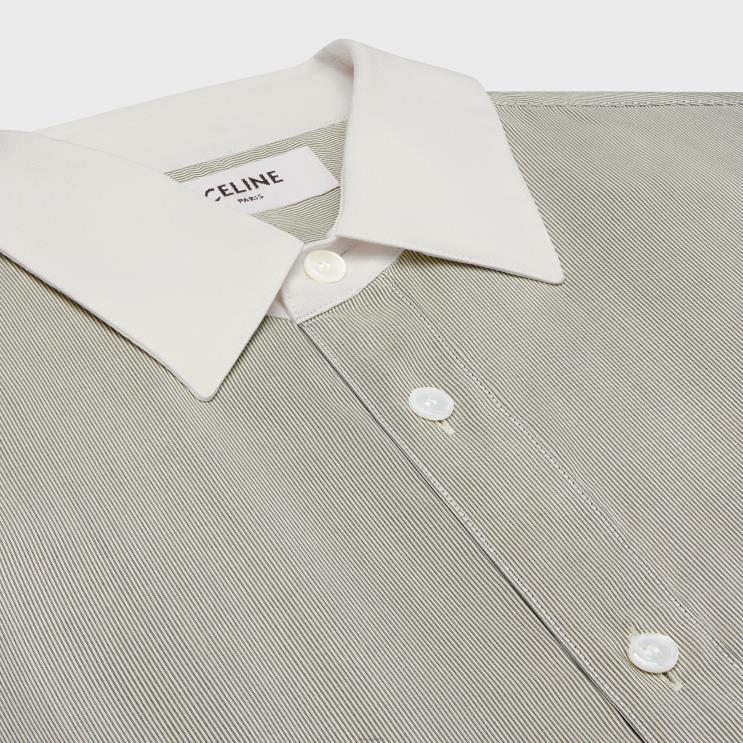 CELINE Craie/Noir Romy Shirt in Striped Silk R0ZNN837