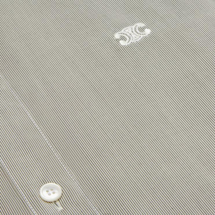 CELINE Craie/Noir Romy Shirt in Striped Silk R0ZNN837