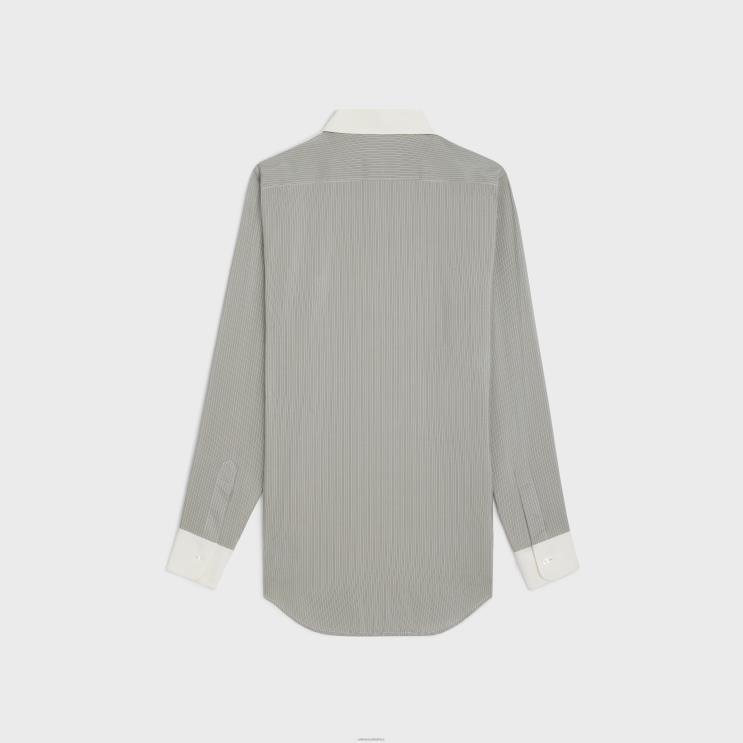 CELINE Gris Clair/Craie/Anthracite Romy Shirt in Striped Silk R0ZNN836
