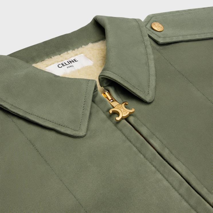 CELINE Kaki Overshirt in Technical Cotton R0ZNN633