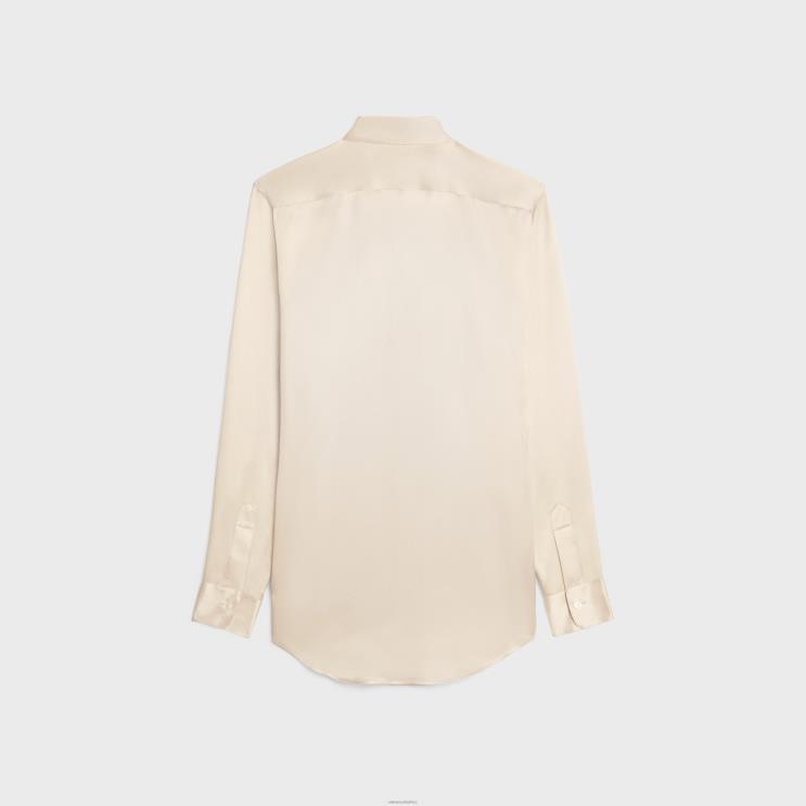 CELINE Off White Romy Shirt in Satin Silk R0ZNN829