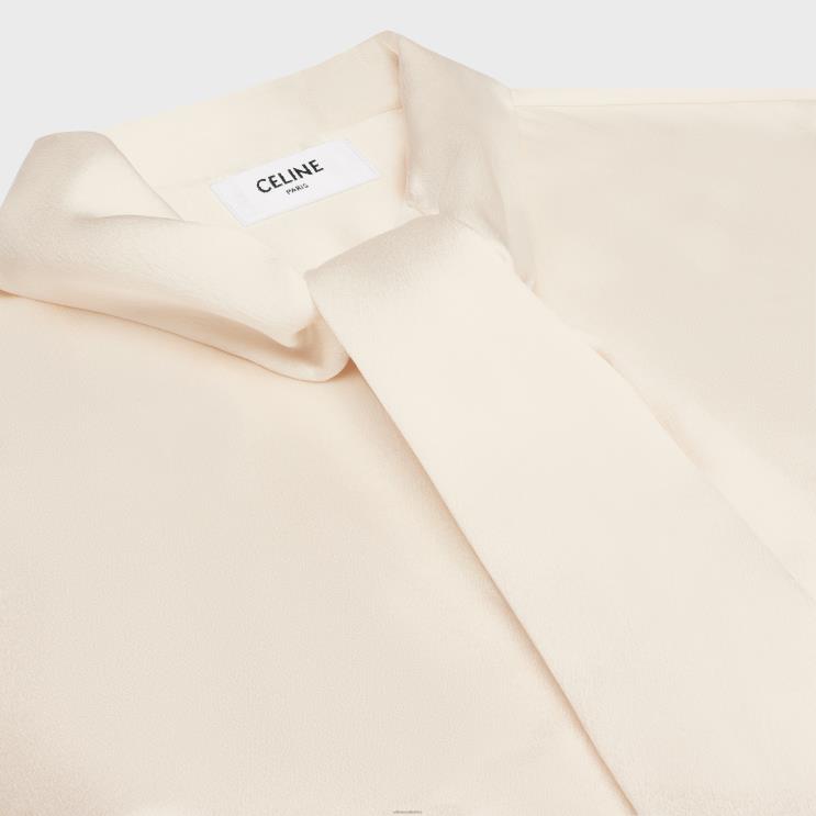 CELINE Off White Romy Shirt in Satin Silk R0ZNN829