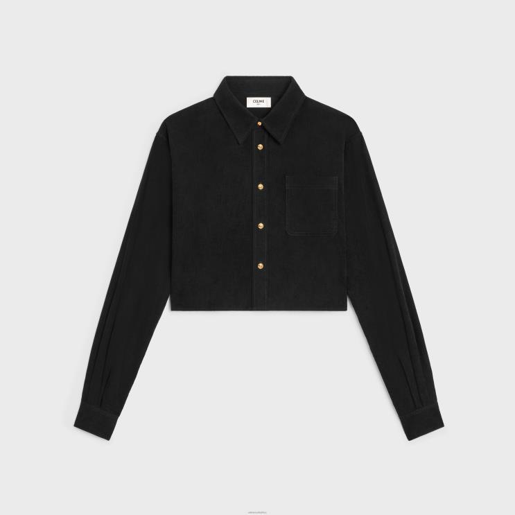 CELINE Raw Wash Cropped Shirt in Corduroy R0ZNN638