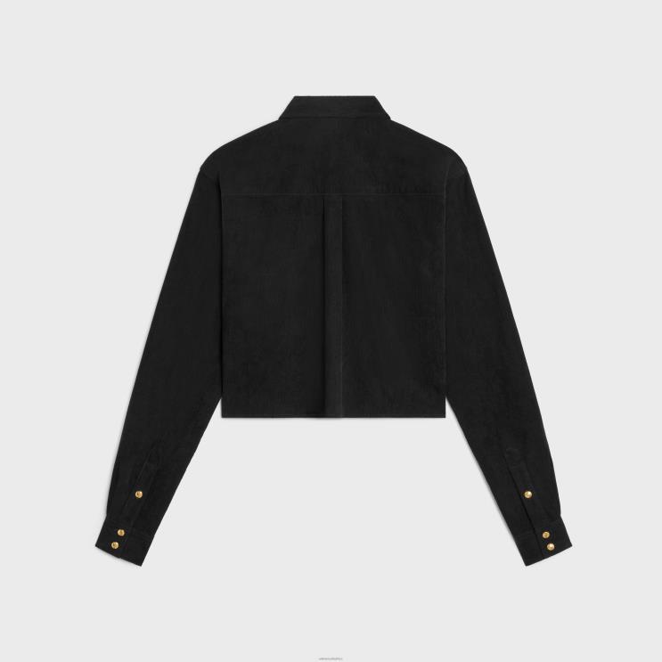 CELINE Raw Wash Cropped Shirt in Corduroy R0ZNN638