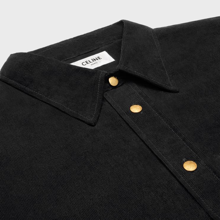 CELINE Raw Wash Cropped Shirt in Corduroy R0ZNN638