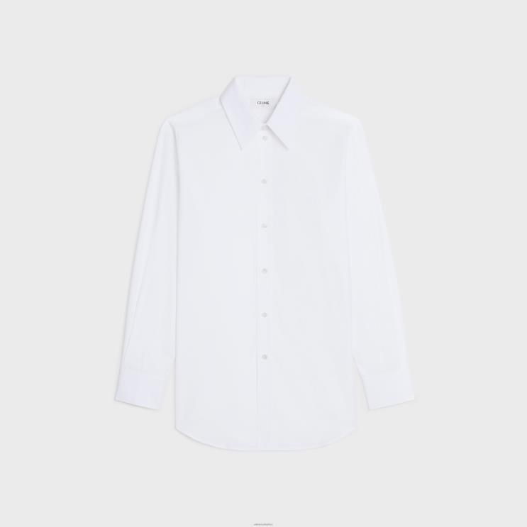 CELINE White Boyfriend Shirt in Cotton Poplin R0ZNN832