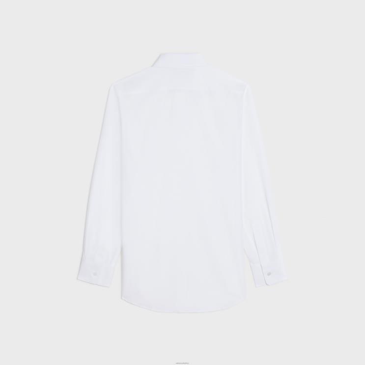 CELINE White Boyfriend Shirt in Cotton Poplin R0ZNN832