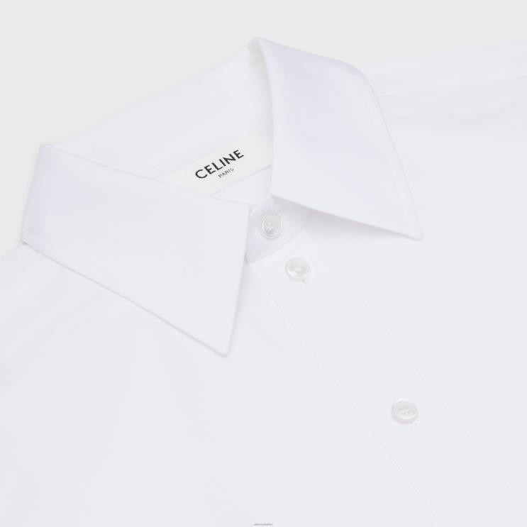 CELINE White Boyfriend Shirt in Cotton Poplin R0ZNN832