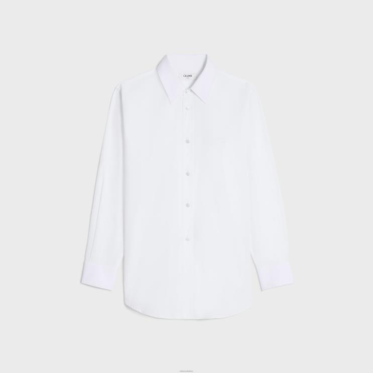 CELINE White Tomboy Shirt in Cotton Poplin R0ZNN577