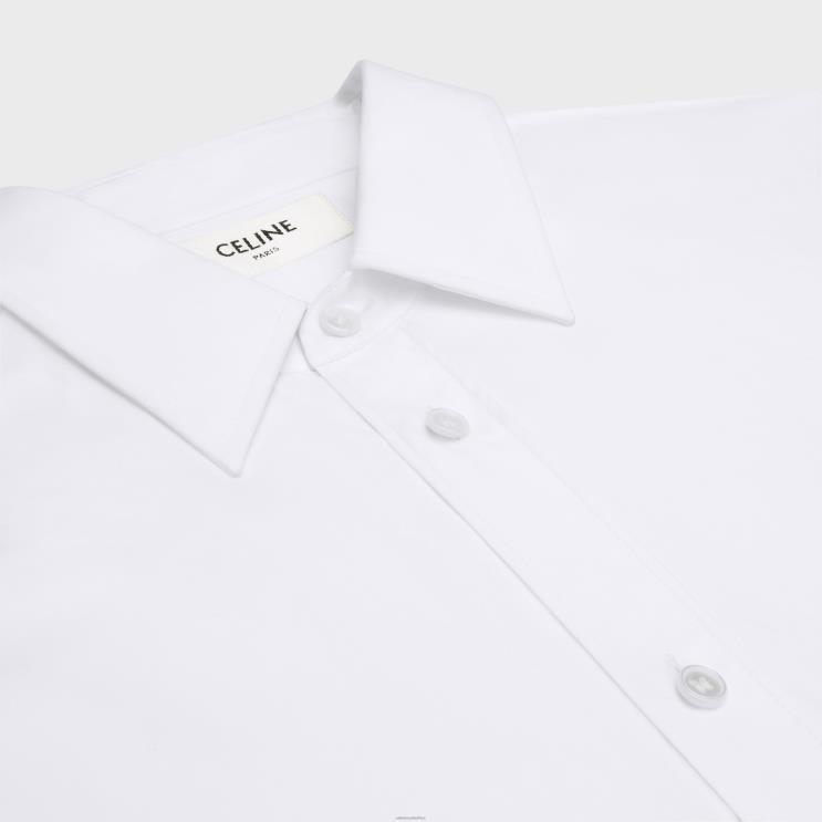 CELINE White Tomboy Shirt in Cotton Poplin R0ZNN577