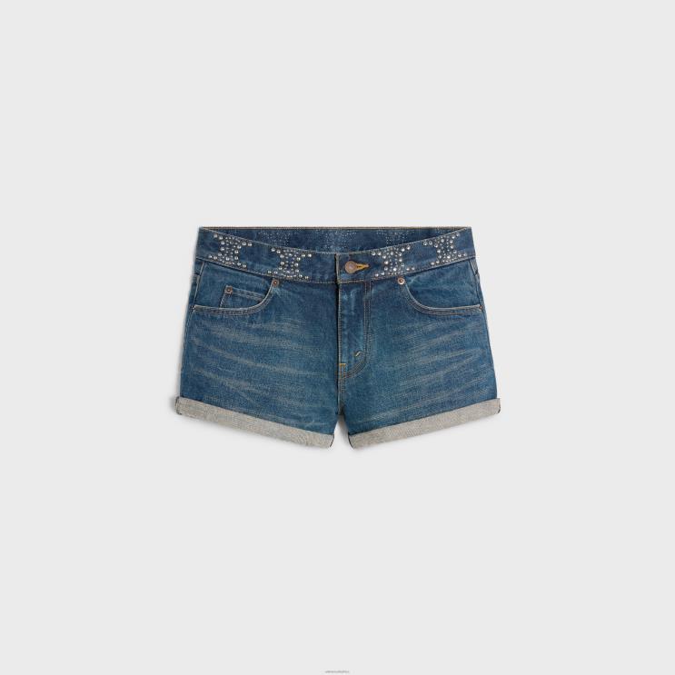 CELINE Clean Dark Union Wash Mini Shorts in Denim R0ZNN892
