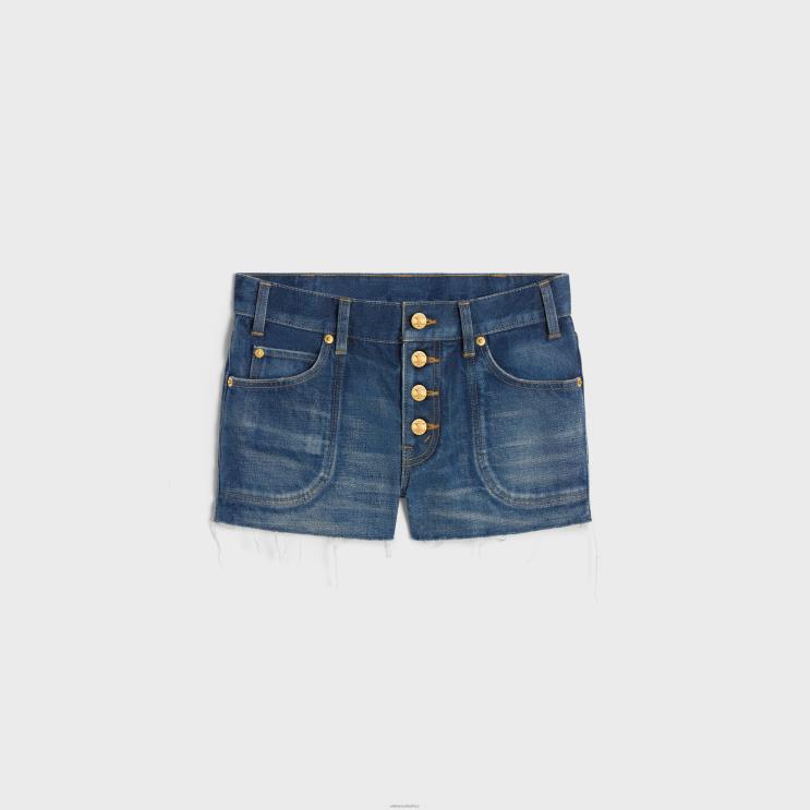 CELINE Dark Union Wash Mini Shorts in Denim R0ZNN591