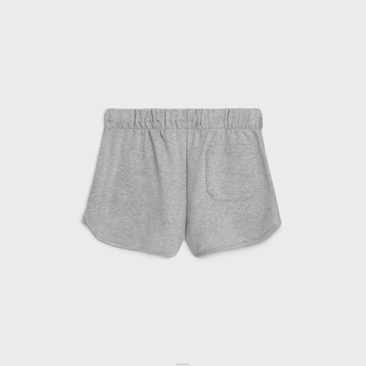 CELINE Grey/Ecru Triomphe Mini Shorts in Cotton & Cashmere R0ZNN886