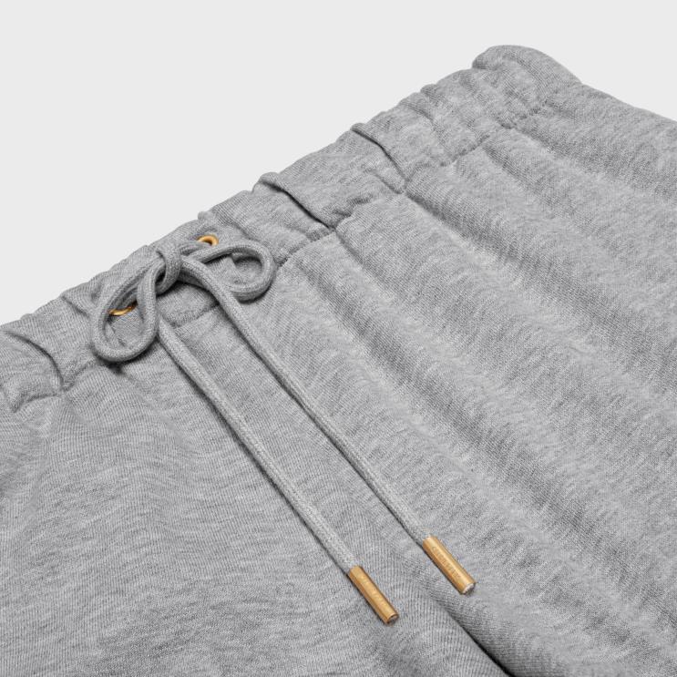 CELINE Grey/Ecru Triomphe Mini Shorts in Cotton & Cashmere R0ZNN886