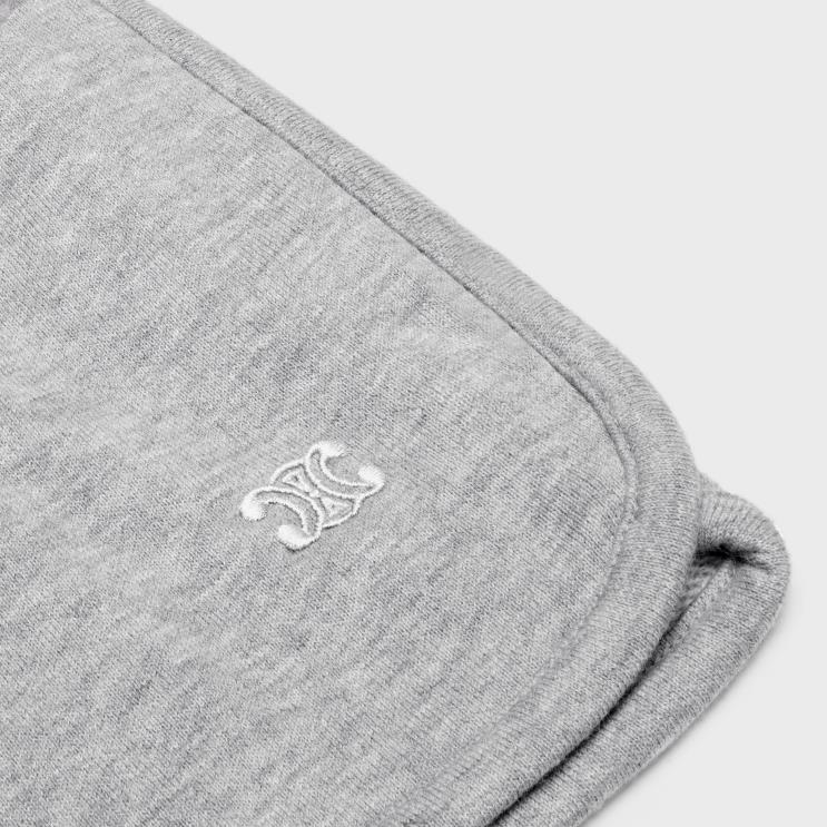 CELINE Grey/Ecru Triomphe Mini Shorts in Cotton & Cashmere R0ZNN886