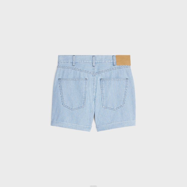 CELINE Wave Wash Suzanne Shorts in Cotton Hickory R0ZNN894