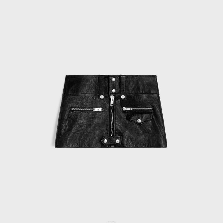 CELINE Black Mini Skirt in Soft Lambskin R0ZNN556