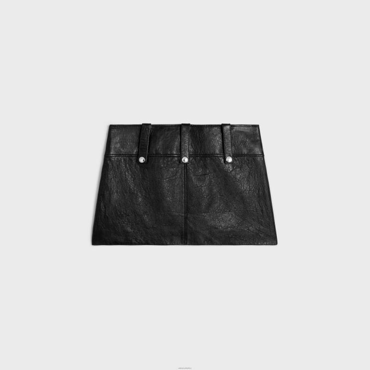 CELINE Black Mini Skirt in Soft Lambskin R0ZNN556