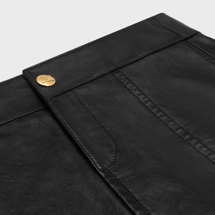 CELINE Black Mini Skirt in Soft Lambskin R0ZNN661