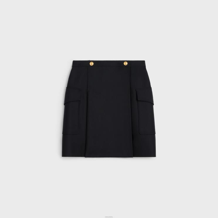 CELINE Black Skirt With Patch Pockets in Mohair Wool R0ZNN817