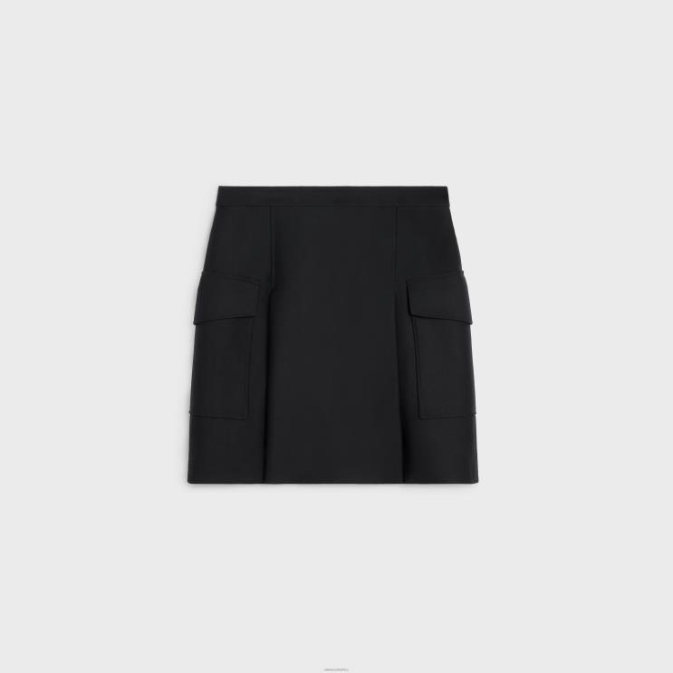 CELINE Black Skirt With Patch Pockets in Mohair Wool R0ZNN817