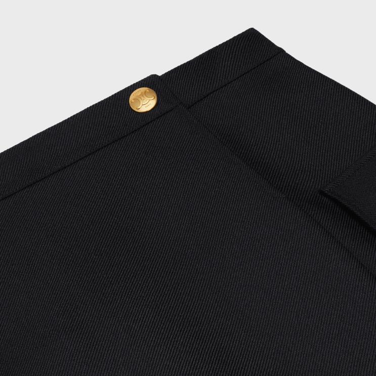 CELINE Black Skirt With Patch Pockets in Mohair Wool R0ZNN817