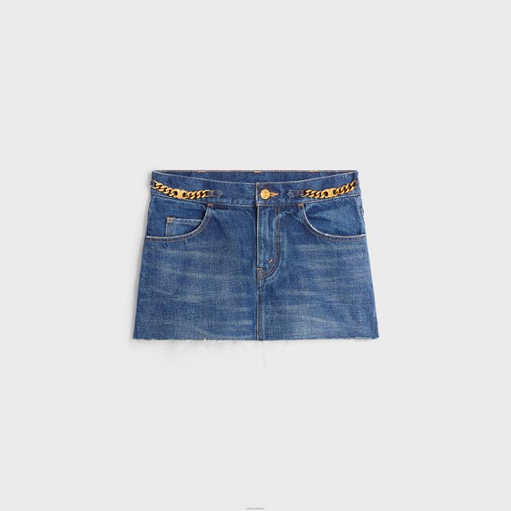 CELINE Clean Dark Union Wash Mini Skirt in Denim R0ZNN824