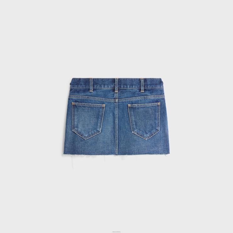 CELINE Clean Dark Union Wash Mini Skirt in Denim R0ZNN824