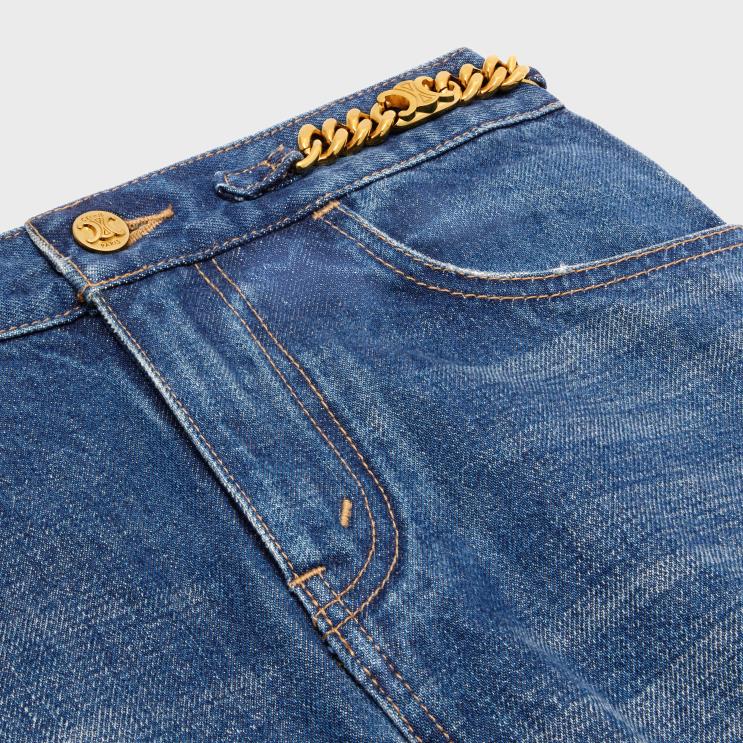 CELINE Clean Dark Union Wash Mini Skirt in Denim R0ZNN824