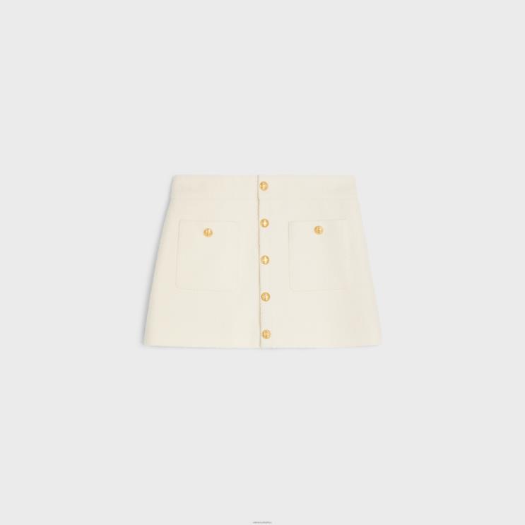 CELINE Craie Trapeze Mini Skirt in Tweed R0ZNN821