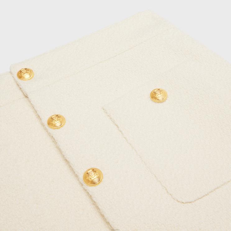 CELINE Craie Trapeze Mini Skirt in Tweed R0ZNN821