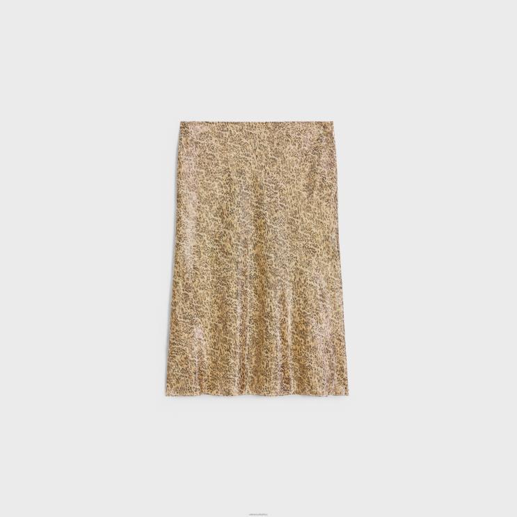CELINE Leopard/Argent Hobble Skirt in Silk Georgette R0ZNN660