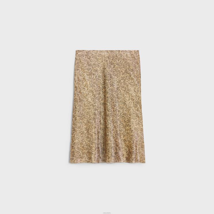 CELINE Leopard/Argent Hobble Skirt in Silk Georgette R0ZNN660