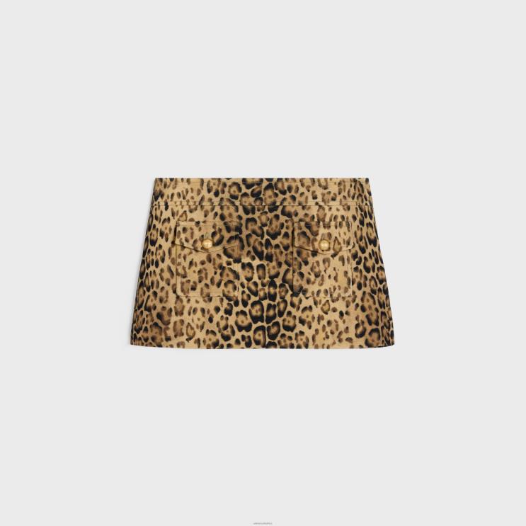 CELINE Leopard Bandeau Mini Skirt in Double Wool R0ZNN550