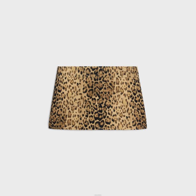CELINE Leopard Bandeau Mini Skirt in Double Wool R0ZNN550