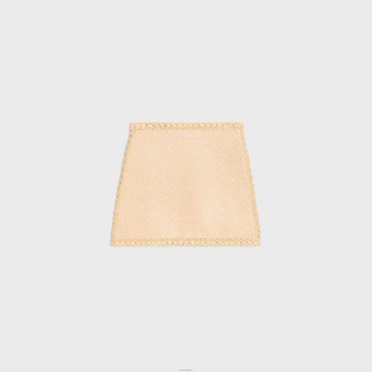 CELINE Natural Mini Skirt in Crocheted Raffia R0ZNN819