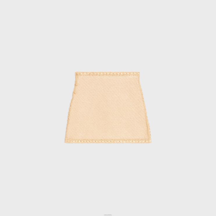 CELINE Natural Mini Skirt in Crocheted Raffia R0ZNN819