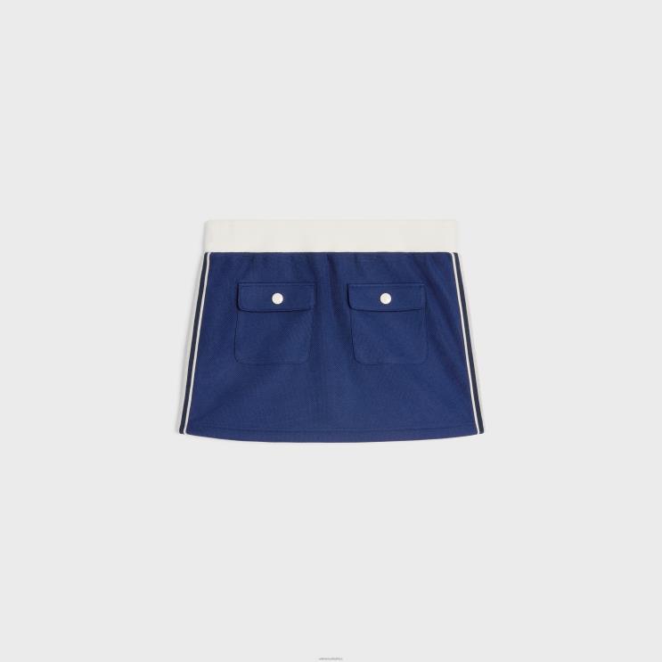 CELINE Navy/Off White Mini Skirt in Texturized Jersey R0ZNN827