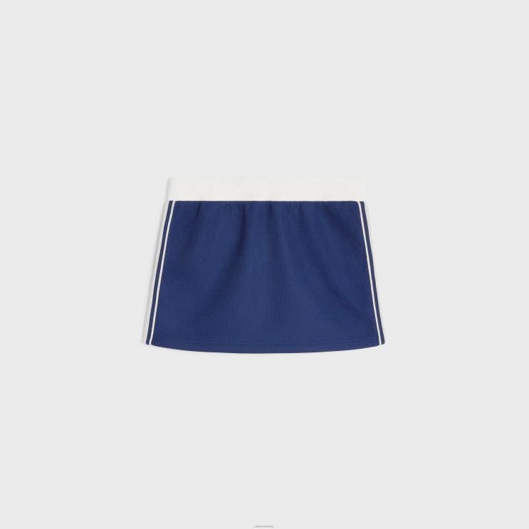 CELINE Navy/Off White Mini Skirt in Texturized Jersey R0ZNN827