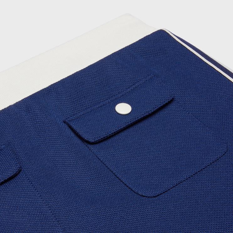CELINE Navy/Off White Mini Skirt in Texturized Jersey R0ZNN827