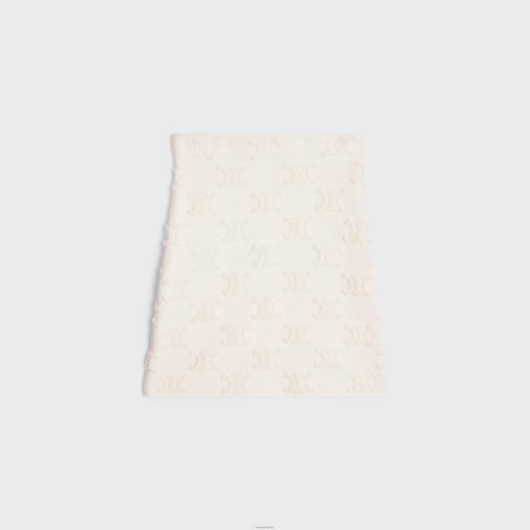 CELINE Off White Mini Skirt in Triomphe Cotton Boucle R0ZNN818